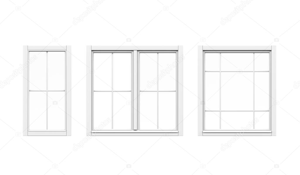 Modern windows mockup isolated on white background - 3d render