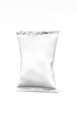 Chips çanta modeli beyaz arkaplanda izole edildi - 3B oluşturma