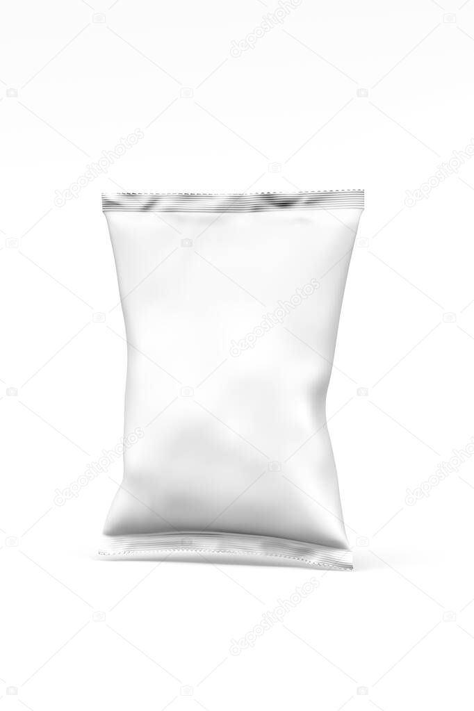 Chips bag mockup isolated on white background - 3D render
