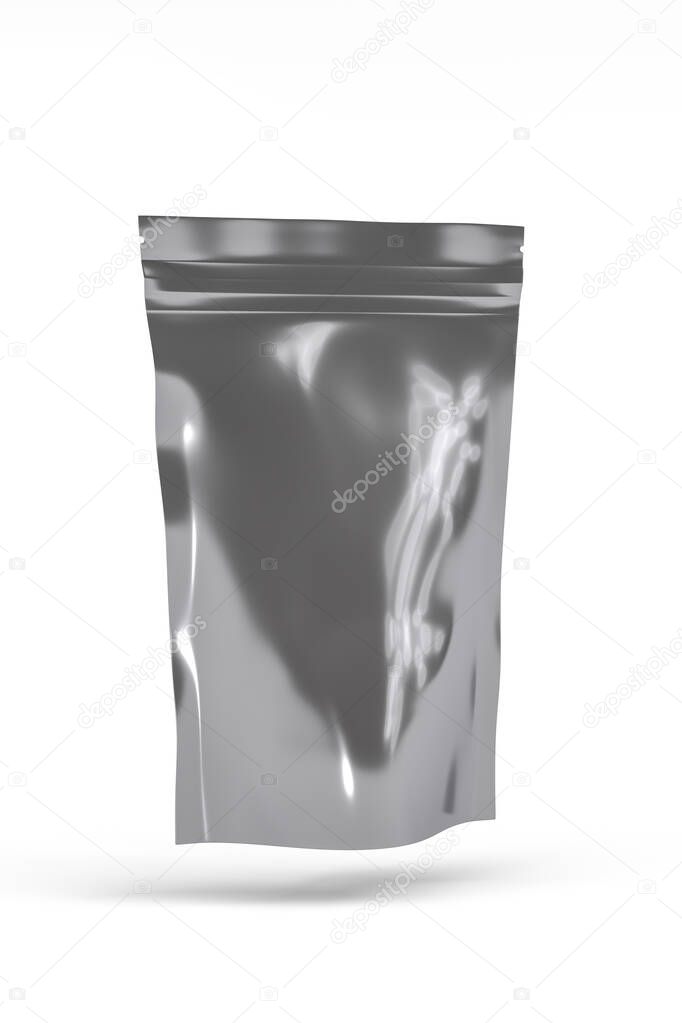 Aluminum food bag mockup on white background - 3D render