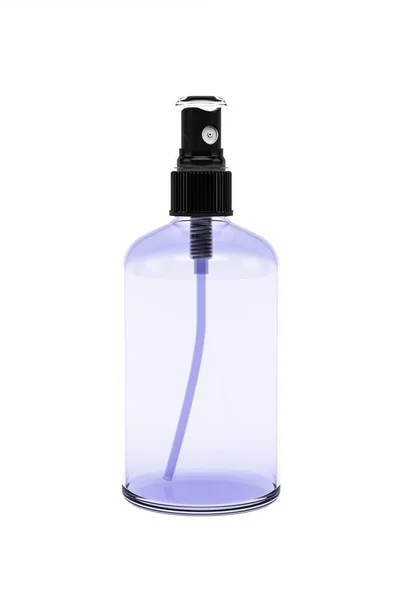 Violet Διαφανές Μπουκάλι Σπρέι Απομονώνονται Λευκό Φόντο Καθιστούν — Φωτογραφία Αρχείου