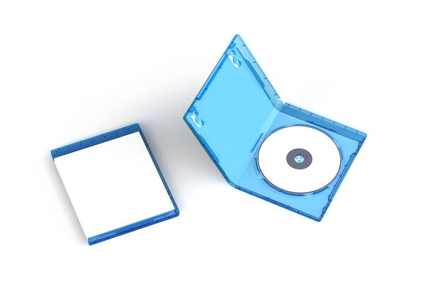 Макет диска Bluray, изолированный на белом фоне - 3D рендеринг