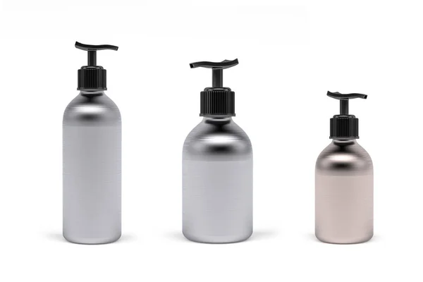 Losyon şişeleri beyaz arka planda izole edilmiş - 3 boyutlu görüntüleme