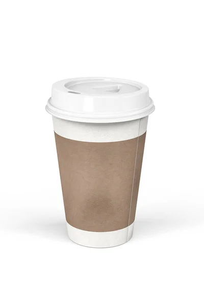 Cardboard Coffee Mug Mockup White Background Render — Stock Photo, Image