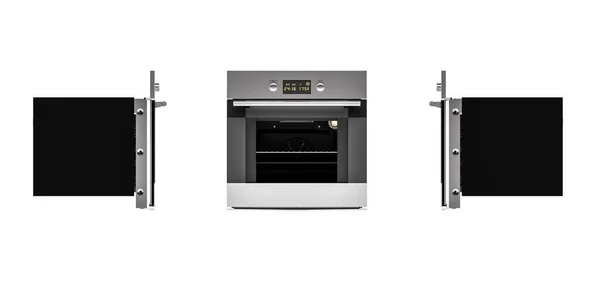 Stainless Steel Wall Oven Display White Background Render Right Left — Stock Photo, Image