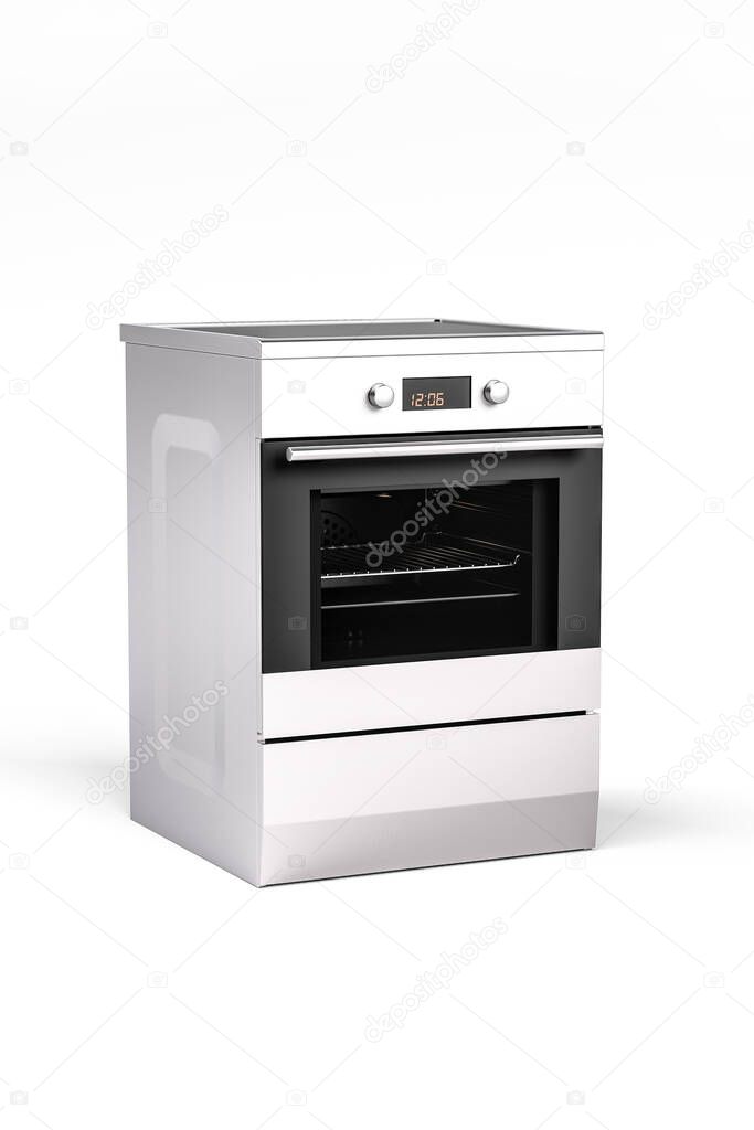 Steel freestanding stove isolated on white background - 3D render