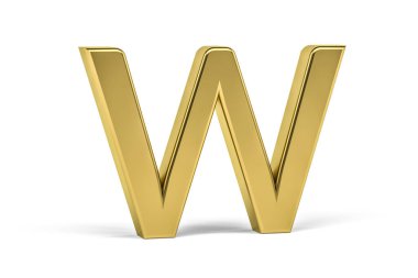 Altın harf W - beyaz arkaplanda üç boyutlu harf W - 3d render