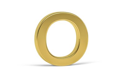 Altın harf O - beyaz arkaplanda üç boyutlu harf O - 3d render