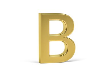 Altın harf B - beyaz arkaplanda üç boyutlu harf B - 3d render