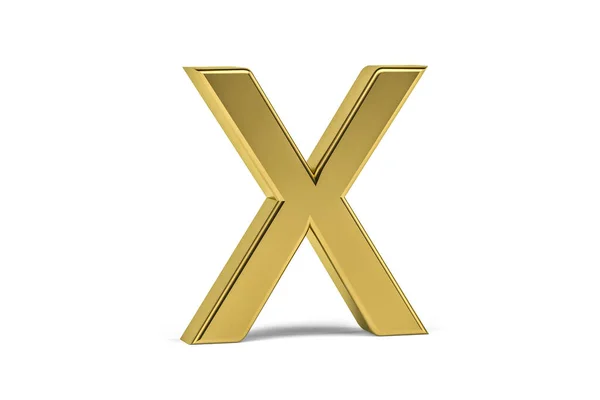 ゴールデン文字X 白の背景に3次元文字X 3Dレンダリング — ストック写真