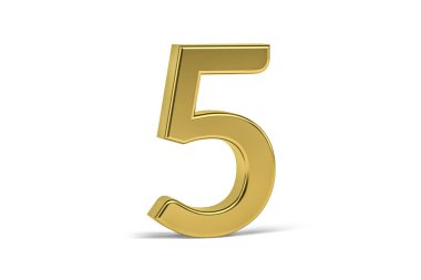 Altın basamaklı 5 - beyaz arkaplanda 3 boyutlu 5 basamaklı - 3d oluşturma