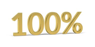 Yüzde yüz işaretli altın basamaklı -% 100 beyaz arkaplanda izole - 3d oluşturma