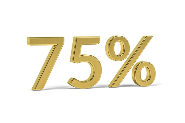 Golden Number Seventy Five Percent Sign White Background Render — Stock Photo, Image