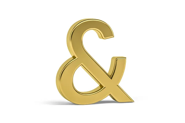 Signo Ampersand Dorado Aislado Sobre Fondo Blanco Render —  Fotos de Stock