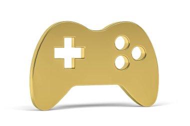 Beyaz arkaplanda izole edilmiş altın 3d oyun simgesi - 3B oluşturma