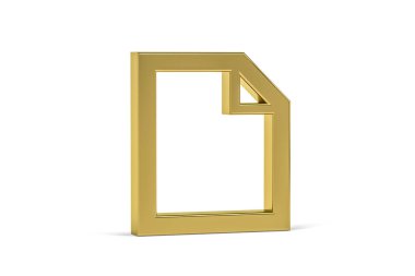 Beyaz arkaplanda izole edilmiş Altın 3d dosya simgesi - 3B oluşturma
