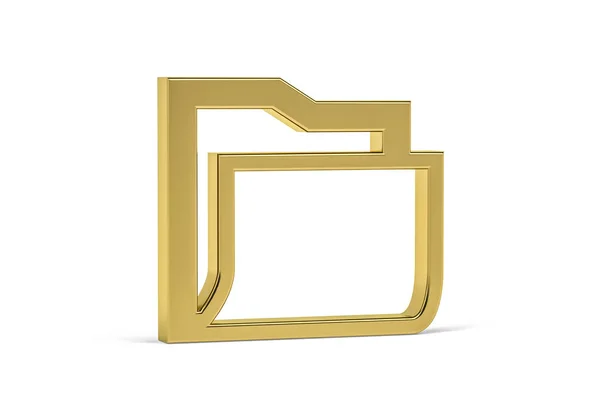 Goldenes Ordnersymbol Isoliert Auf Weißem Hintergrund Renderer — Stockfoto