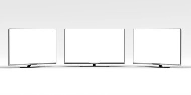 Geniş ekran düz ekran lcd TV modeli beyaz arkaplanda izole edildi - 3d oluşturma