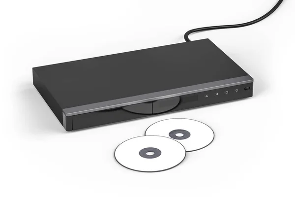 Dvd Player Mit Zwei Discs Attrappen Isoliert Auf Weißem Hintergrund — Stockfoto