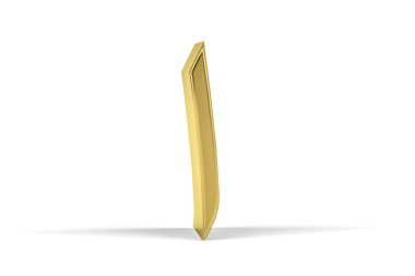 Beyaz zemin üzerinde izole edilmiş üç boyutlu Arapça harf olan altın Arapça harf, çeviri: 