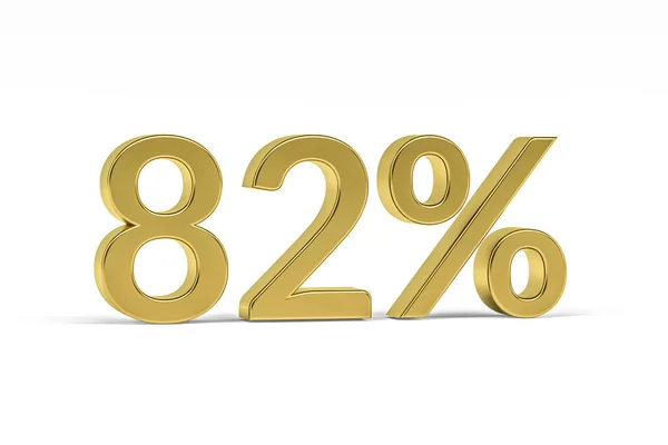 Gold Digit Eighty Two Percent Sign Isolated White Render — Stock Photo, Image