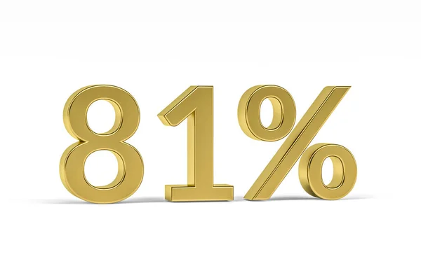 Gold Digit Eighty One Percent Sign Isolated White Render — Stock Photo, Image