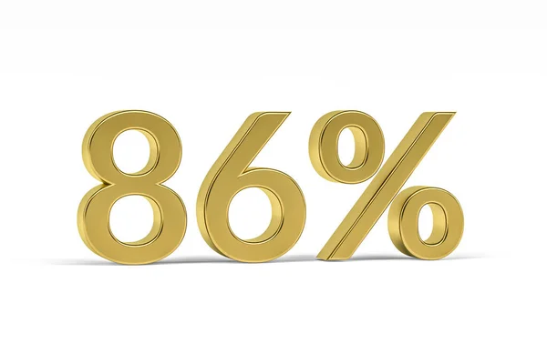 Gold Digit Eighty Six Percent Sign Isolated White Render — Stock Photo, Image