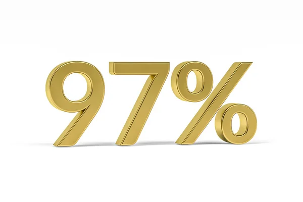 Gold Digit Ninety Seven Percent Sign Isolated White Render — Stock Photo, Image