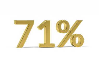 Yüzde 71 işaretli altın basamak -% 71 beyaz üzerinde izole - 3D oluşturma
