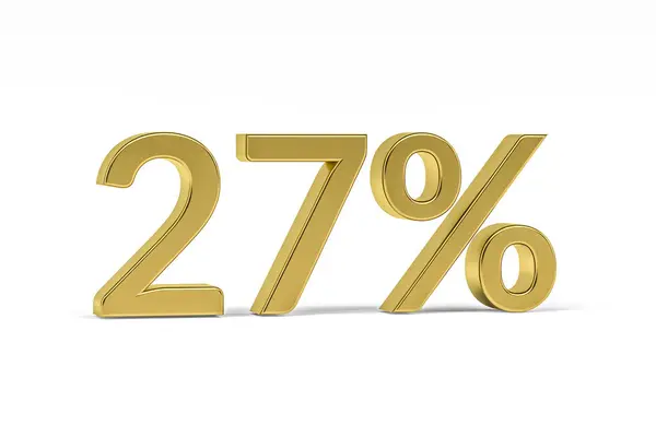 Gold Digit Twenty Seven Percent Sign Isolated White Render — Stock Photo, Image