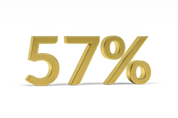 Gold Digit Fifty Seven Percent Sign Isolated White Render — Stock Photo, Image
