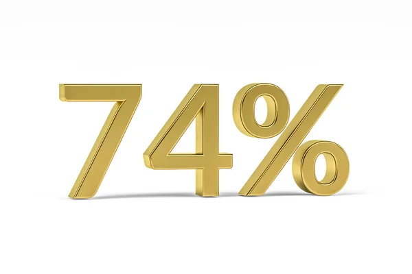 Gold Digit Seventy Four Percent Sign Isolated White Render — Stock Photo, Image