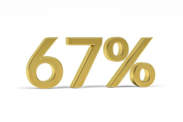 Gold Digit Sixty Seven Percent Sign Isolated White Render — Stock Photo, Image