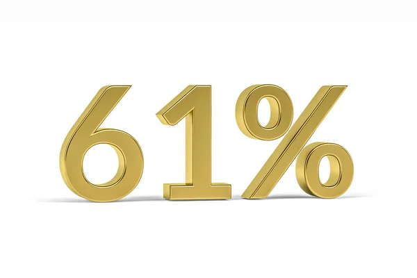 Gold Digit Sixty One Percent Sign Isolated White Render — Stock Photo, Image