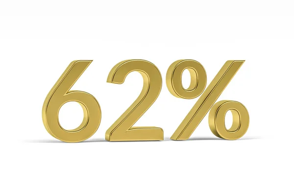 Gold Digit Sixty Two Percent Sign Isolated White Render — Stock Photo, Image