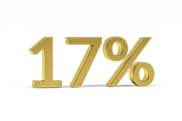 Gold Digit Seventeen Percent Sign Isolated White Render — Stock Photo, Image