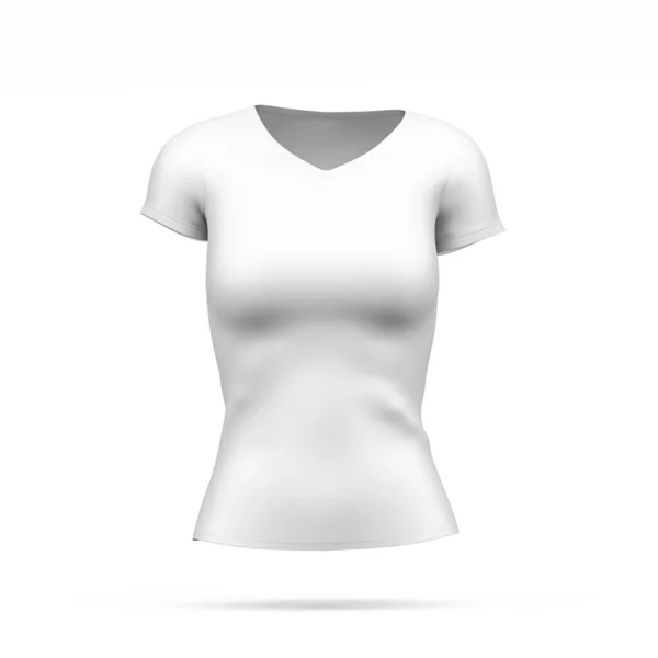 Camiseta Femenina Maqueta Aislada Sobre Fondo Blanco Render —  Fotos de Stock
