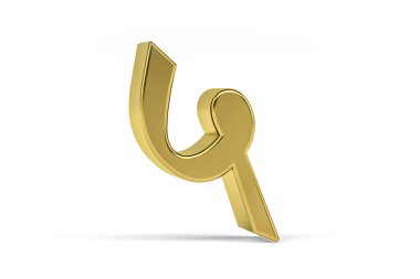 Altın Hint rakamı - beyaz arkaplanda üç boyutlu Hint rakamı - çeviri: 