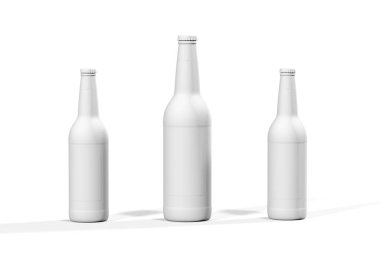 Bira şişeleri beyaz arka planda izole edilmiş - 3D görüntüleme
