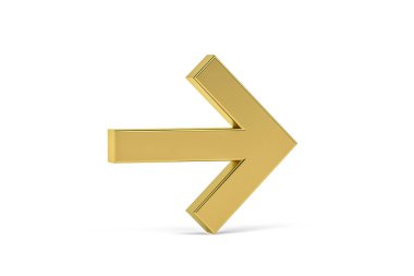 Beyaz arkaplanda izole edilmiş altın 3d ok simgesi - Havaalanında işaretler - 3D görüntüleme