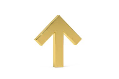 Beyaz arkaplanda izole edilmiş altın 3d ok simgesi - Havaalanında işaretler - 3D görüntüleme