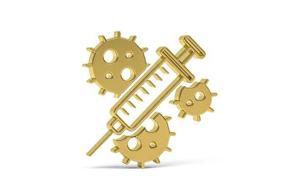 Goldenes Covid Impfsymbol Auf Weißem Hintergrund Coronavirus Impfung Render — Stockfoto