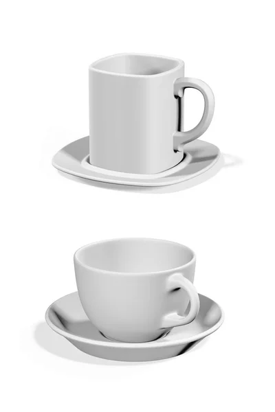 Beyaz Arkaplanda Izole Edilmiş Kahve Fincanları Görüntüleme — Stok fotoğraf