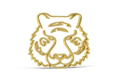 Beyaz arkaplanda izole edilmiş Altın 3D Hint kültürü simgesi - 3D görüntüleme