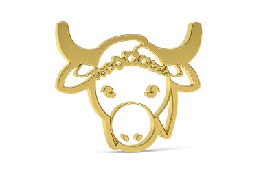 Beyaz arkaplanda izole edilmiş Altın 3D Hint kültürü simgesi - 3D görüntüleme