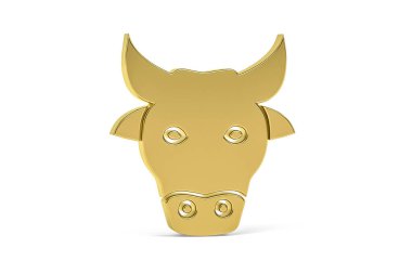 Beyaz arkaplanda izole edilmiş Altın 3D Hint kültürü simgesi - 3D görüntüleme