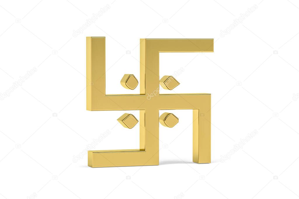 Golden 3d Indian culture icon isolated on white background - 3d render