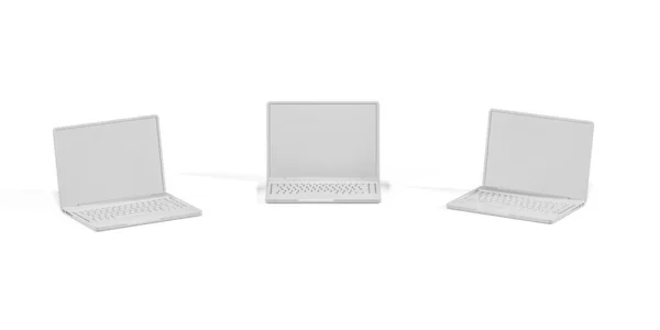 Makieta Laptop Izolowane Białym Tle Renderowania — Zdjęcie stockowe