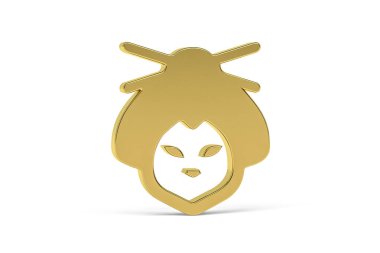 Altın 3d Japon kültürü simgesi beyaz arkaplanda izole edildi - 3d oluşturma