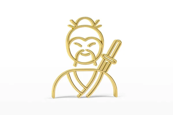 金色3D日本文化图标在白色背景上隔离 3D渲染 — 图库照片